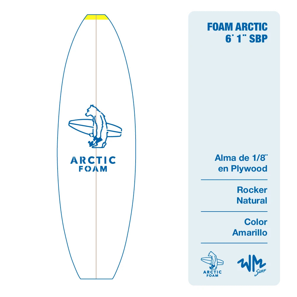 Foam Arctic 6'1'' SBP Amarillo con Rocker Natural