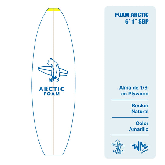 Foam Arctic 6'1'' SBP Amarillo con Rocker Natural