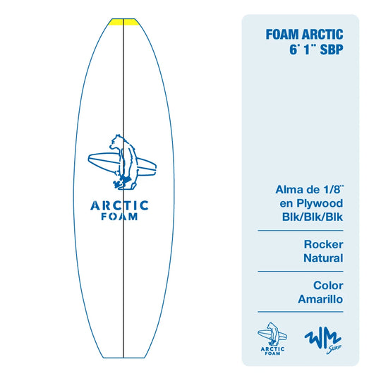 Foam Arctic 6'1'' SBP Amarillo con Rocker Natural