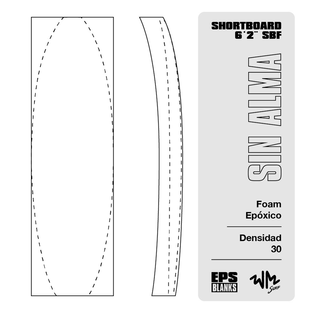 Foam Epoxico EPS Blanks 6'2'' SBF de Densidad 30