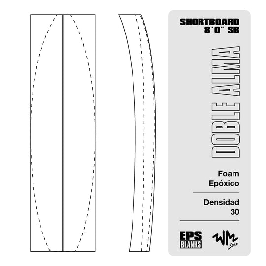 Foam Epoxico EPS Blanks 8'0'' SB de Densidad 30