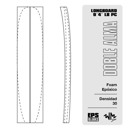Foam Epoxico EPS Blanks 9'4'' LB PC de Densidad 30