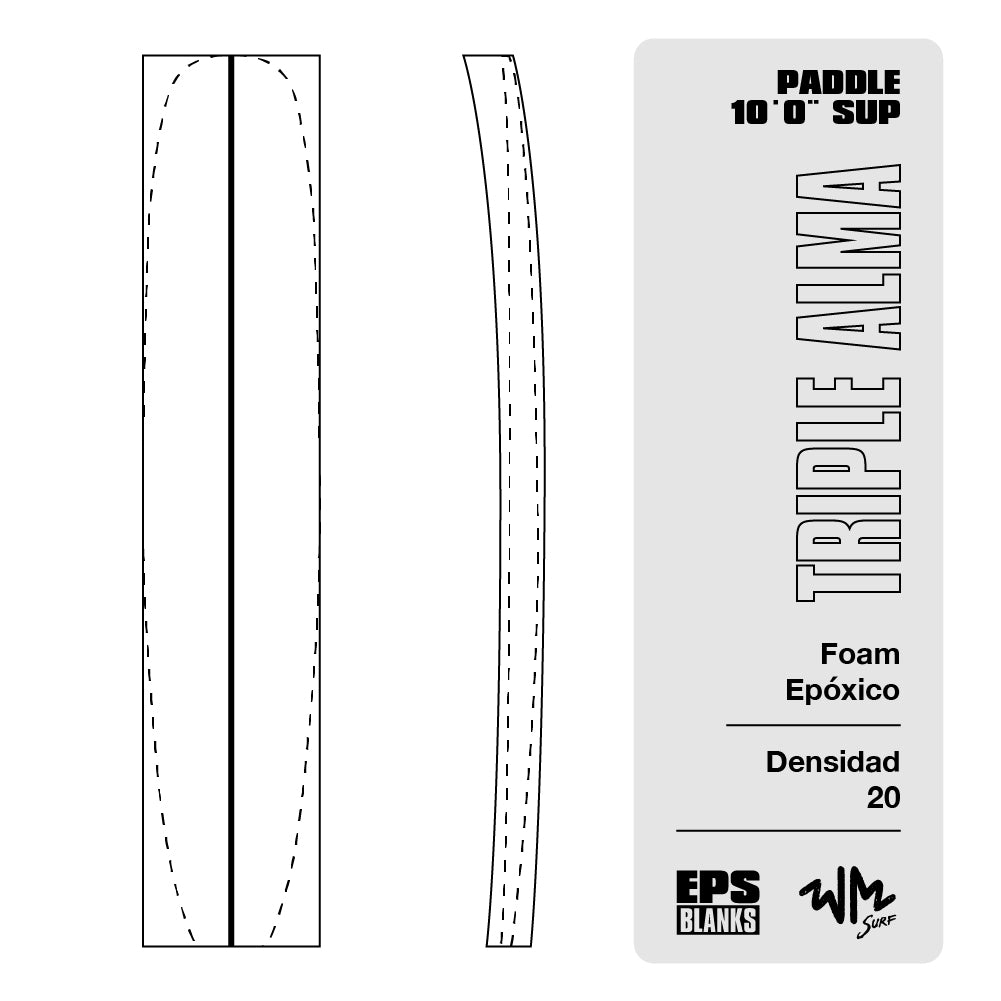 Foam Epoxico EPS Blanks 10'0'' SUP de Densidad 20
