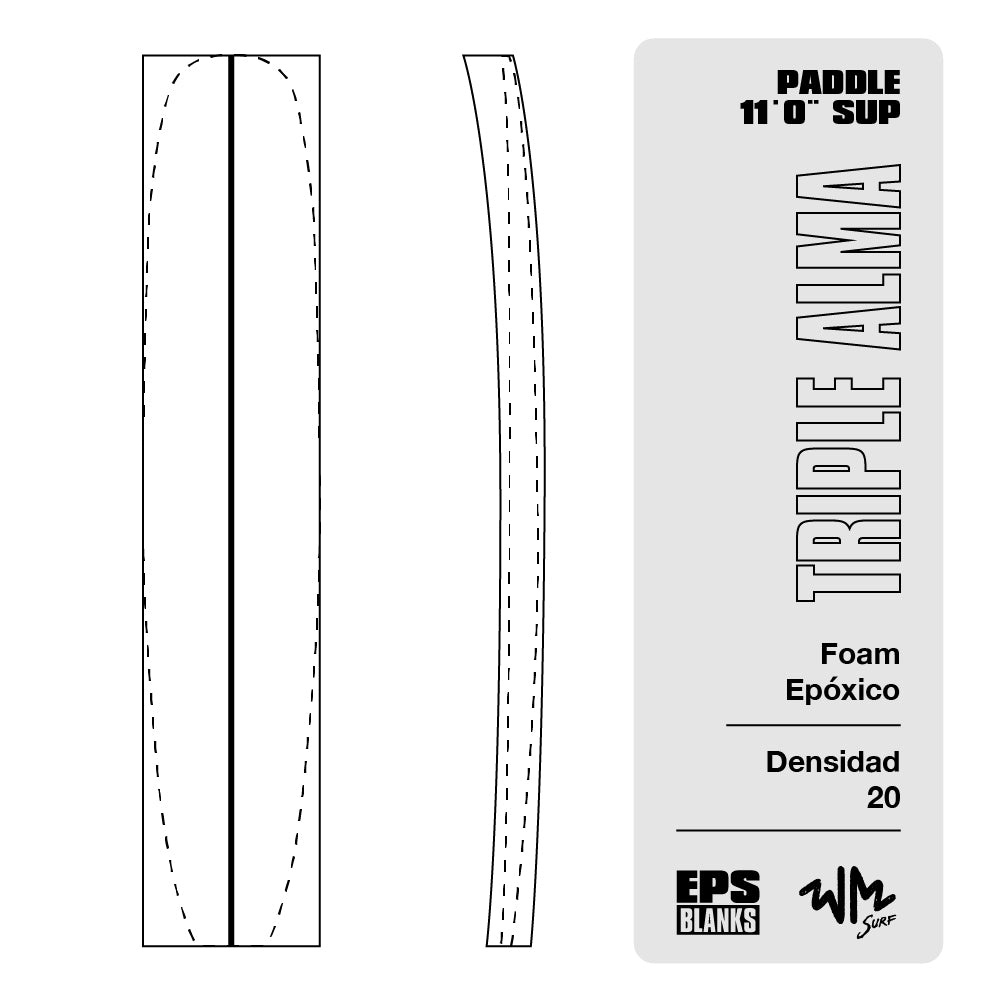 Foam Epoxico EPS Blanks 11'0'' SUP de Densidad 20