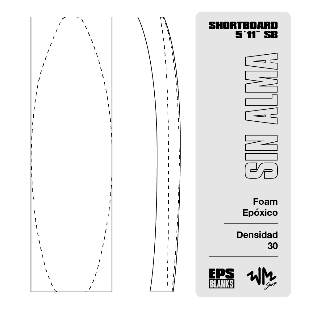 Foam Epoxico EPS Blanks 5'11'' SB de Densidad 30