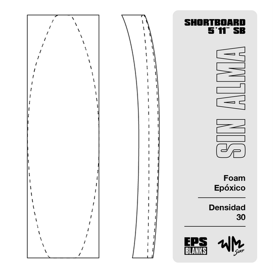 Foam Epoxico EPS Blanks 5'11'' SB de Densidad 30