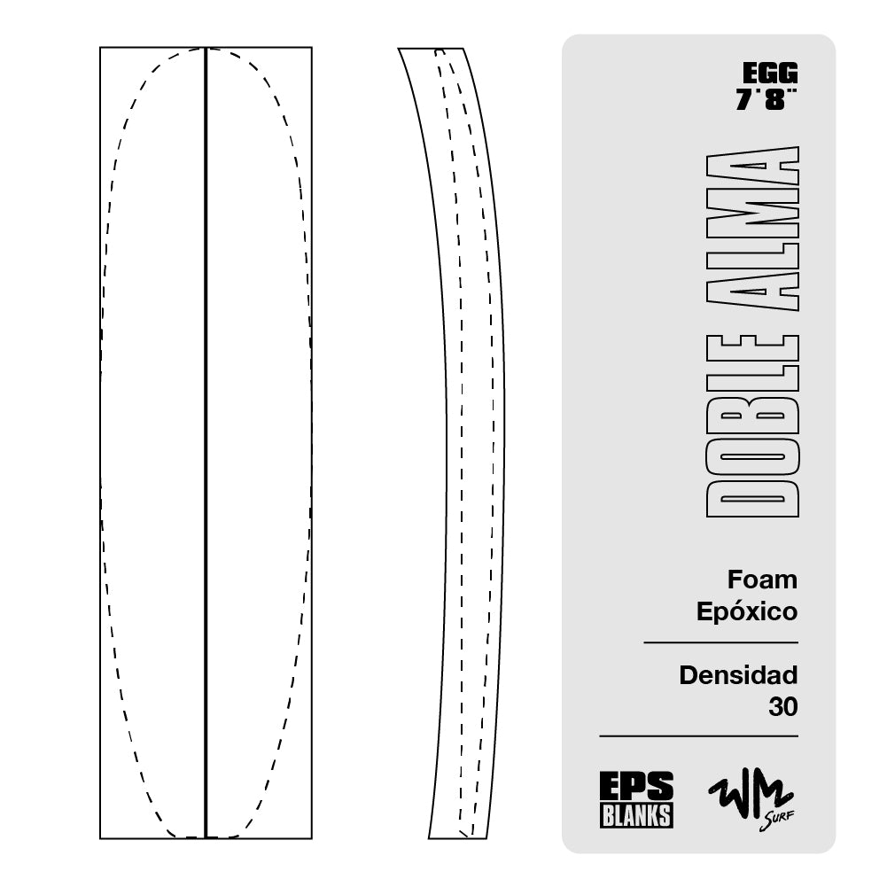 Foam Epoxico EPS Blanks 7'8'' EGG de Densidad 30