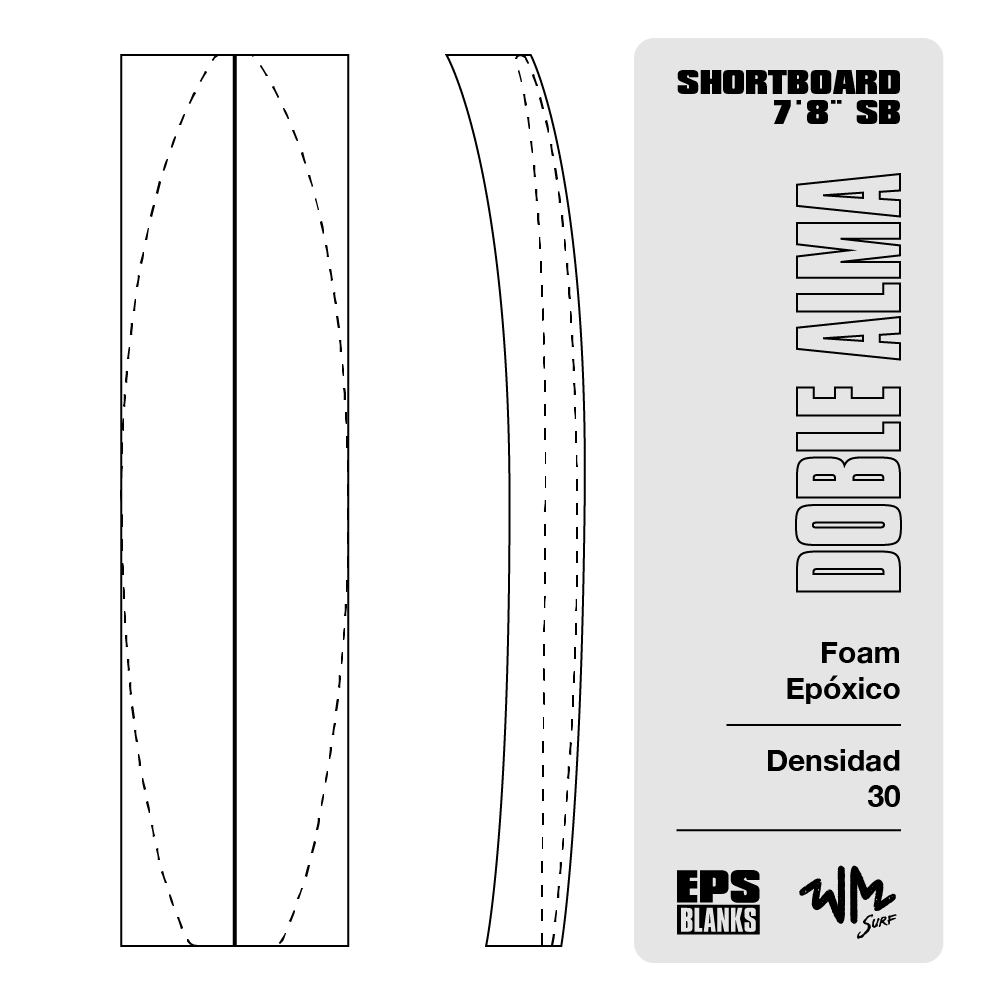 Foam Epoxico EPS Blanks 7'8'' SB de Densidad 30