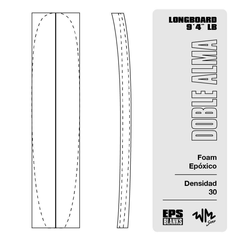 Foam Epoxico EPS Blanks 9'4'' LB de Densidad 30