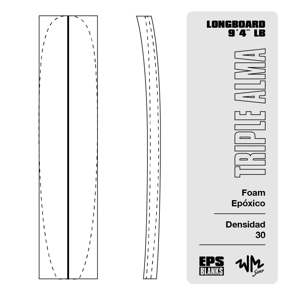 Foam Epoxico EPS Blanks 9'4'' LB de Densidad 30