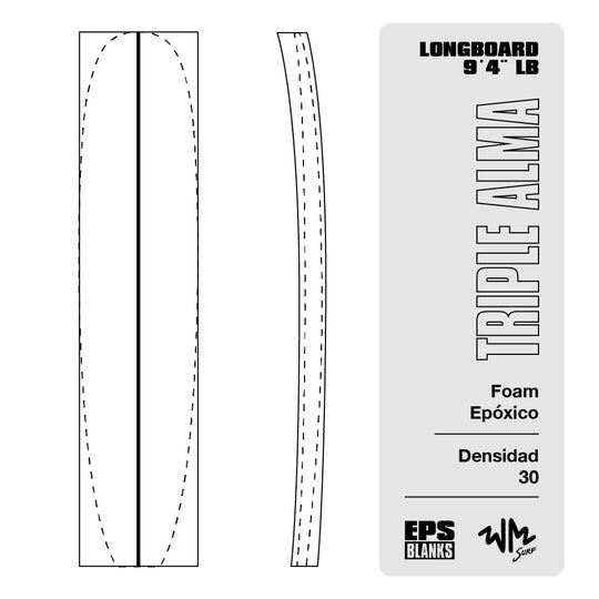 Foam Epoxico EPS Blanks 9'4'' LB de Densidad 30