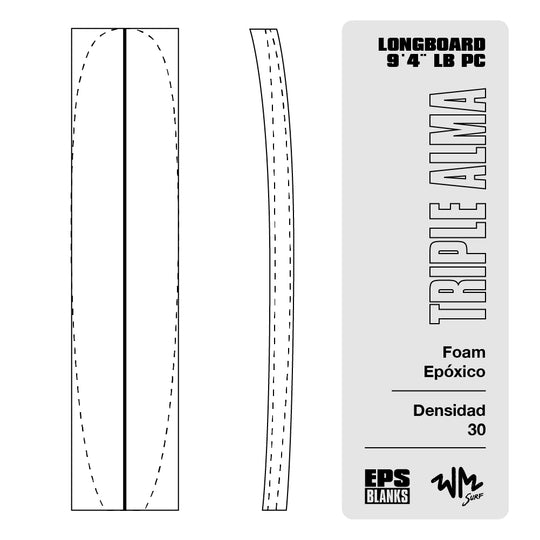 Foam Epoxico EPS Blanks 9'4'' LB PC de Densidad 30