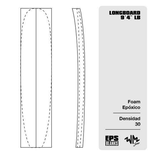 Foam Epoxico EPS Blanks 9'4'' LB de Densidad 30