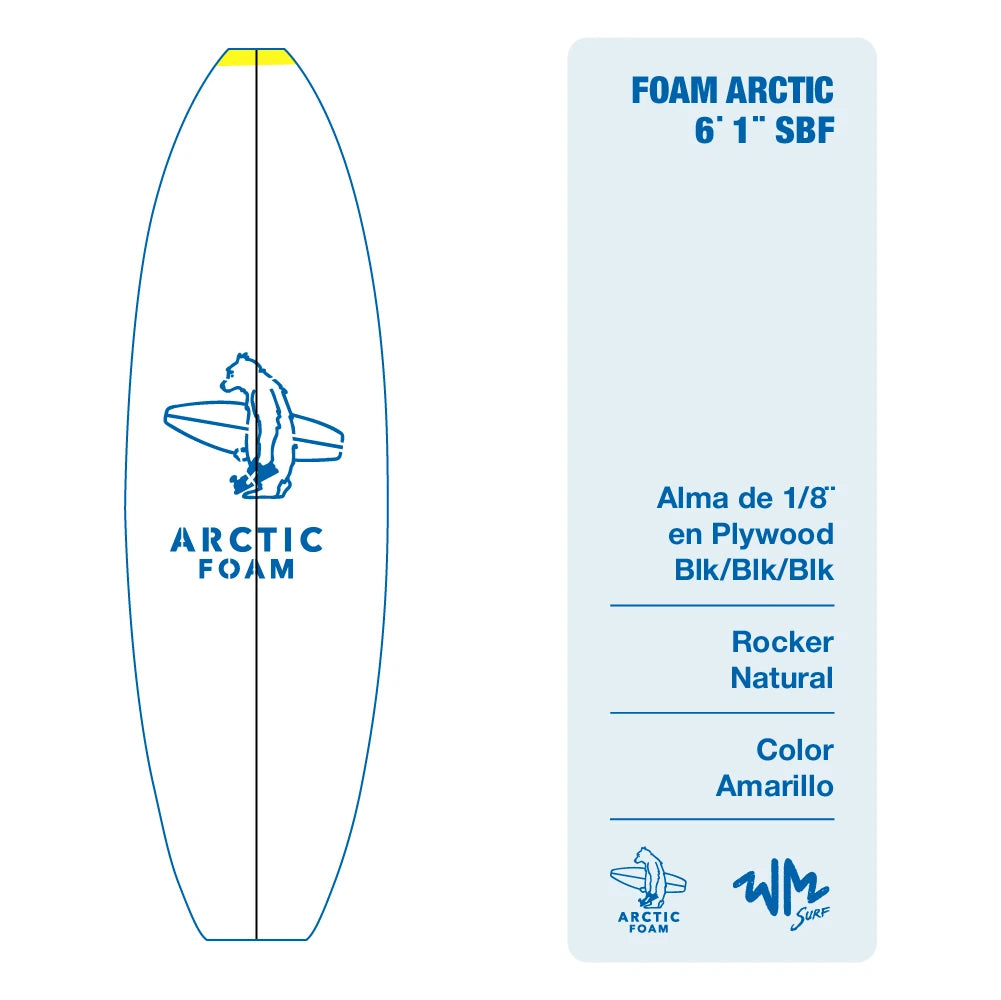 Foam Arctic 6'1'' SBF Amarillo con Rocker Natural